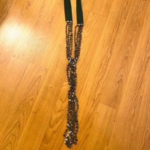 Long Vera Wang necklace  green ribbon tie